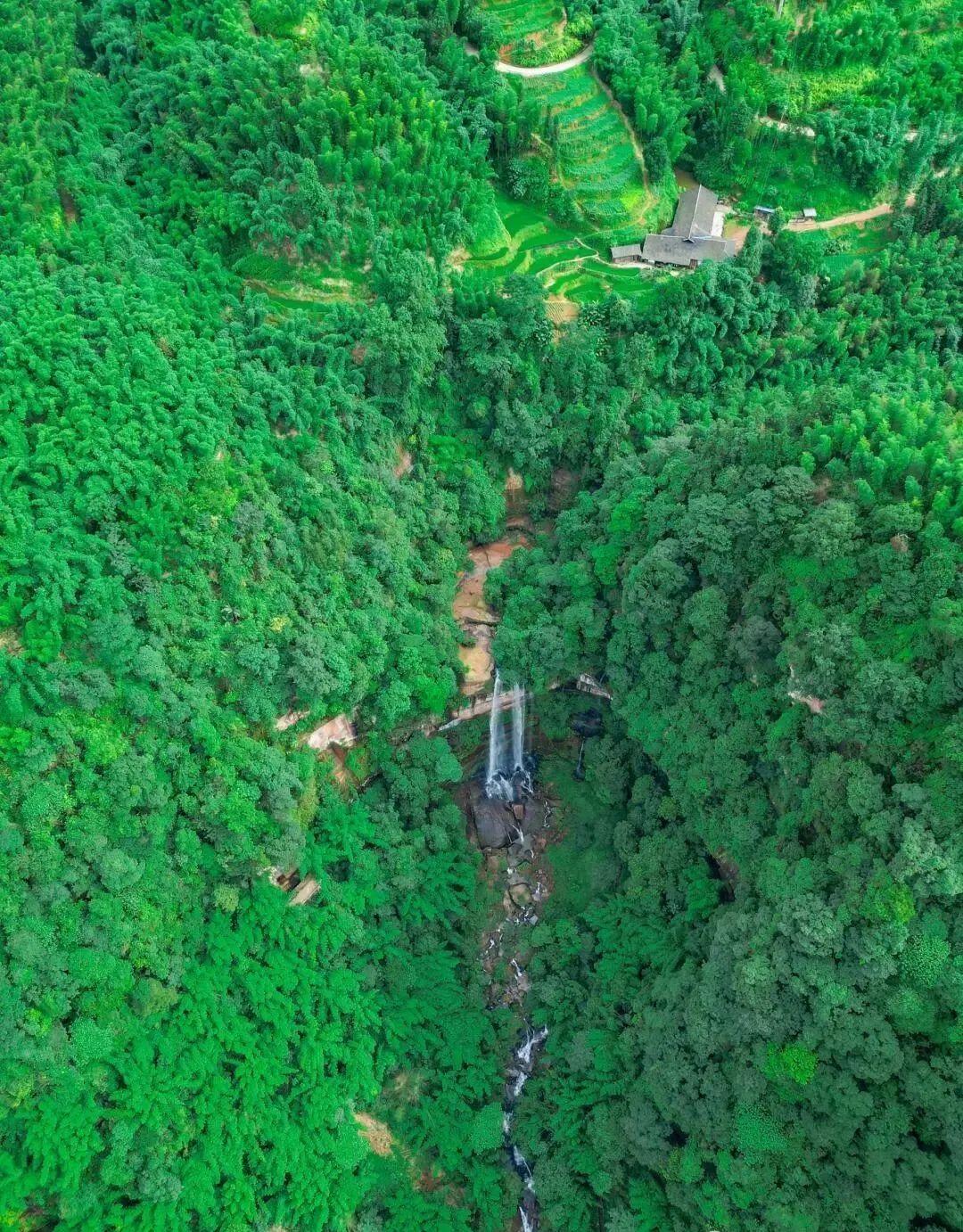 赣州通天寨丹霞地貌, 红色岩石与绿色植被对比强烈, 奇峰异石, 山涧清流, 自然奇观